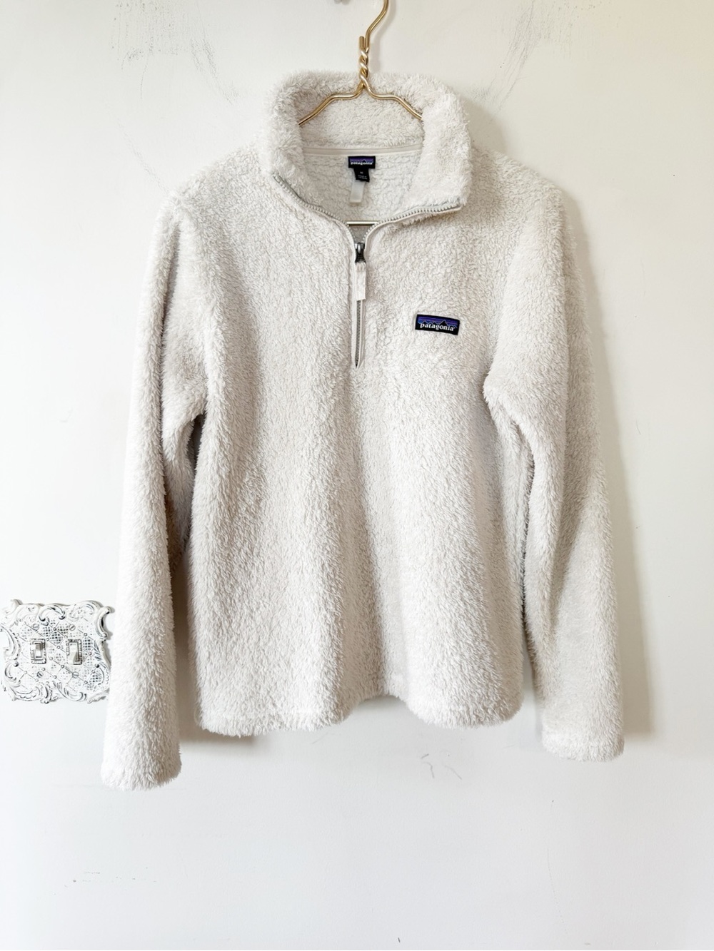 Patagonia Los Gatos 1/4 Zip Teddy Bear Fuzzy Sherpa Pullover Cream M